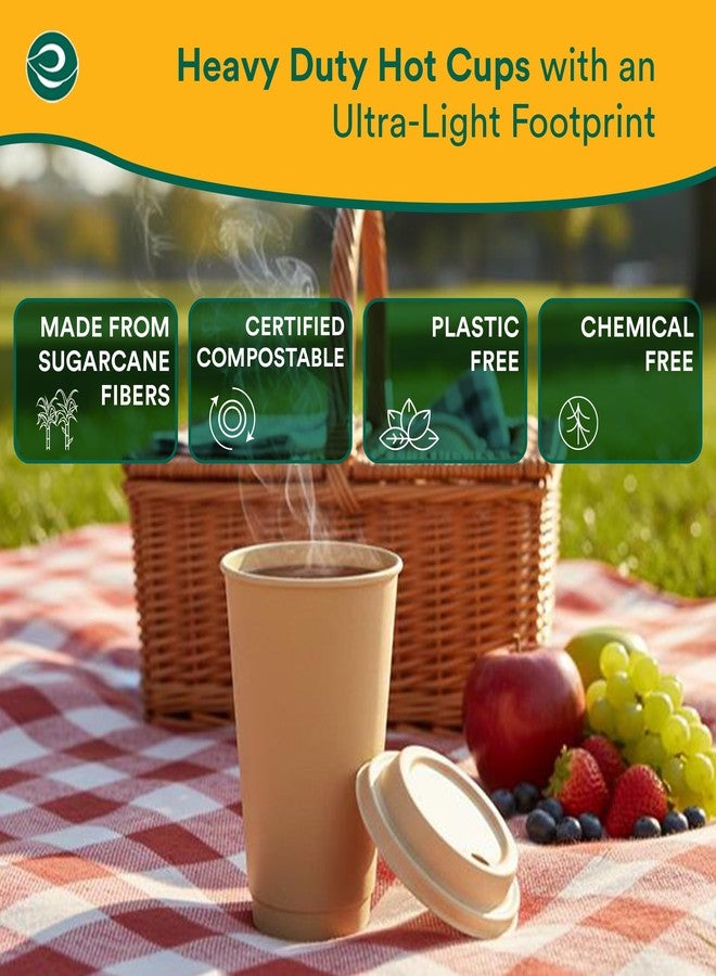 ECO SOUL 100 Pack 16 oz Disposable Coffee Cups with Lids Eco-Friendly, Biodegradable, Compostable, Leak-free & Sturdy To Go Hot Drink Cup for Tea, Chocolate Party Travel Cafe Office & Home - Image 3