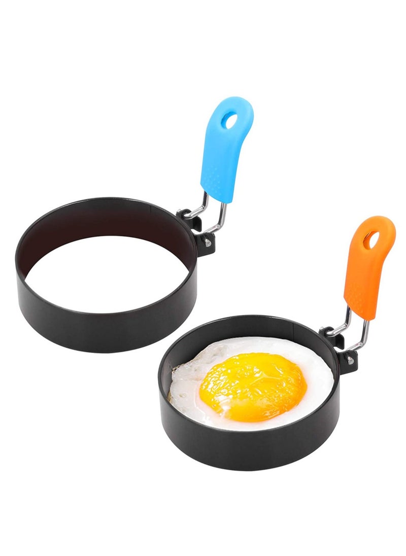 SYOSI 2 Pack Stainless Steel Egg Cooking Rings Set Round Omelette Mold for Frying Egg English Muffins Pancake Sandwiches Breakfast Household Mold Muffins Pancake Sandwich Hamburger  - Image 1