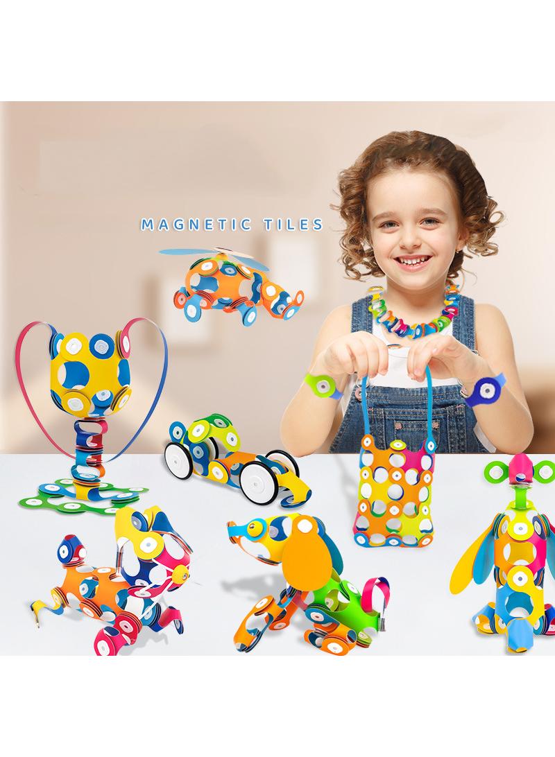 48pcs versatile magnetic sheet 3D solid geometry soft building block assembly puzzle children's early education set - Image 1