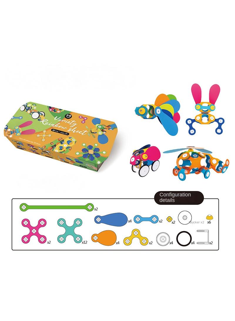 48pcs versatile magnetic sheet 3D solid geometry soft building block assembly puzzle children's early education set - Image 5
