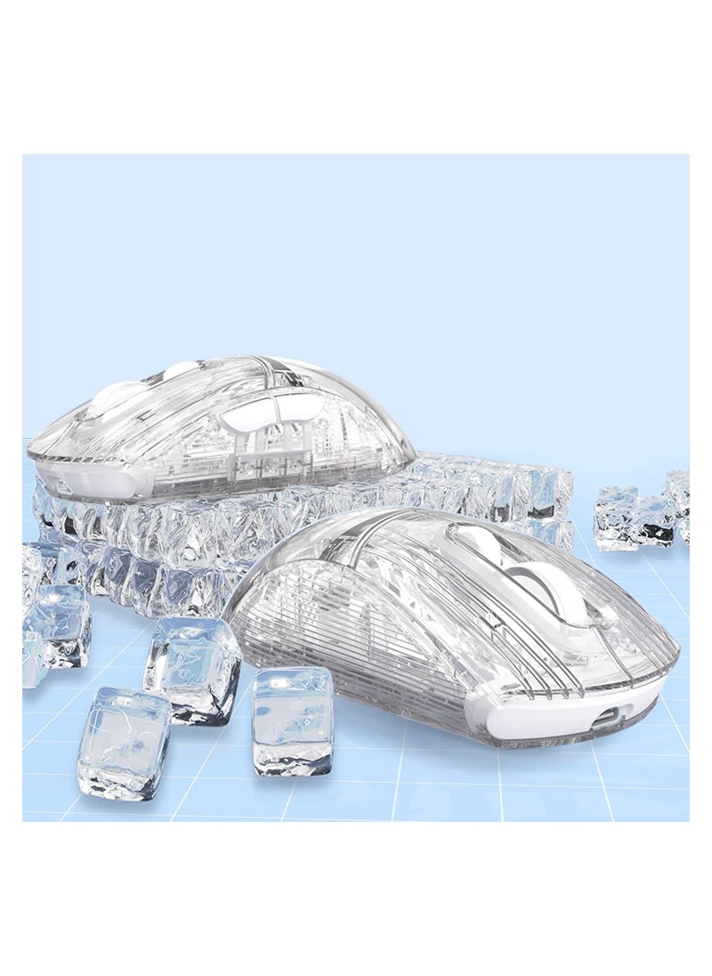 KASTWAVE - Clear Wired USB Gaming Mouse, Transparent Shell Computer Mice with 12800 Max DPI, 3D RGB Backlit, High Precision (White) - Image 1