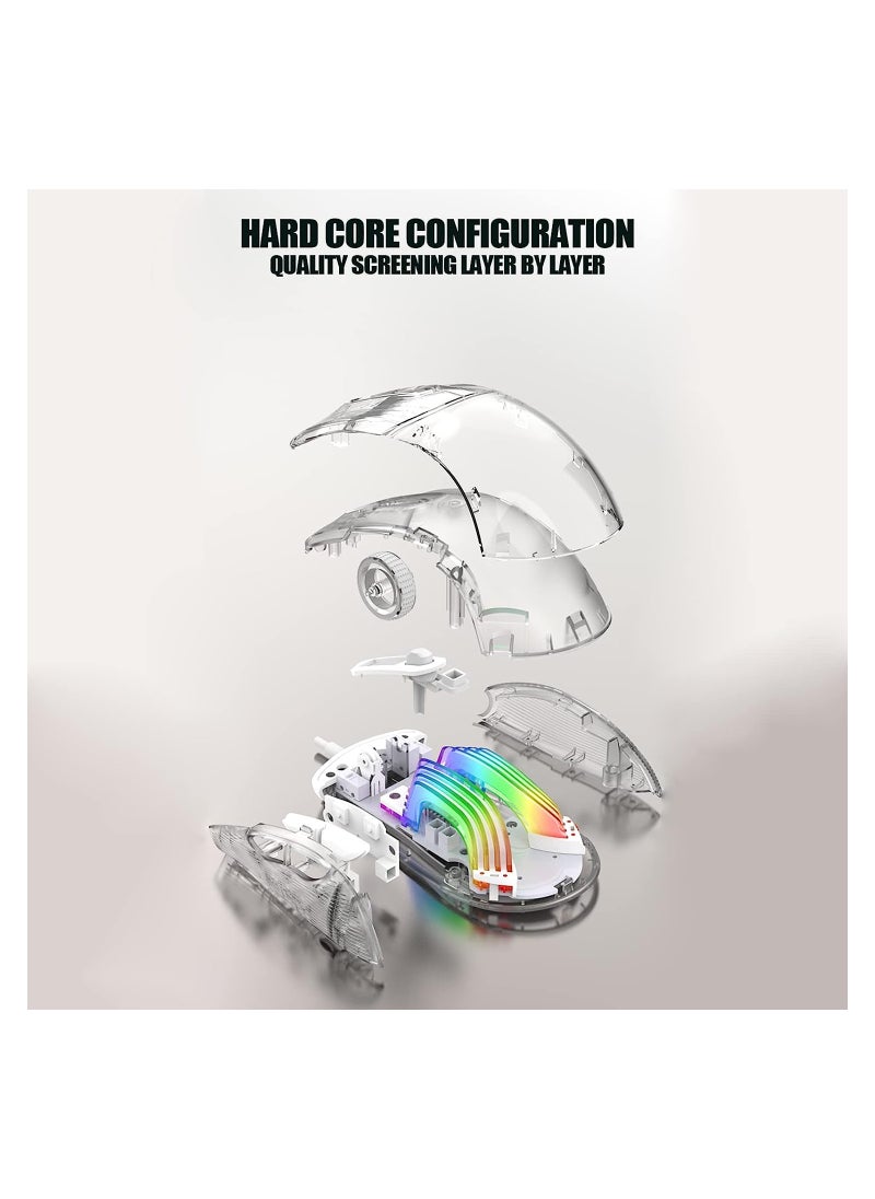 KASTWAVE - Clear Wired USB Gaming Mouse, Transparent Shell Computer Mice with 12800 Max DPI, 3D RGB Backlit, High Precision (White) - Image 1