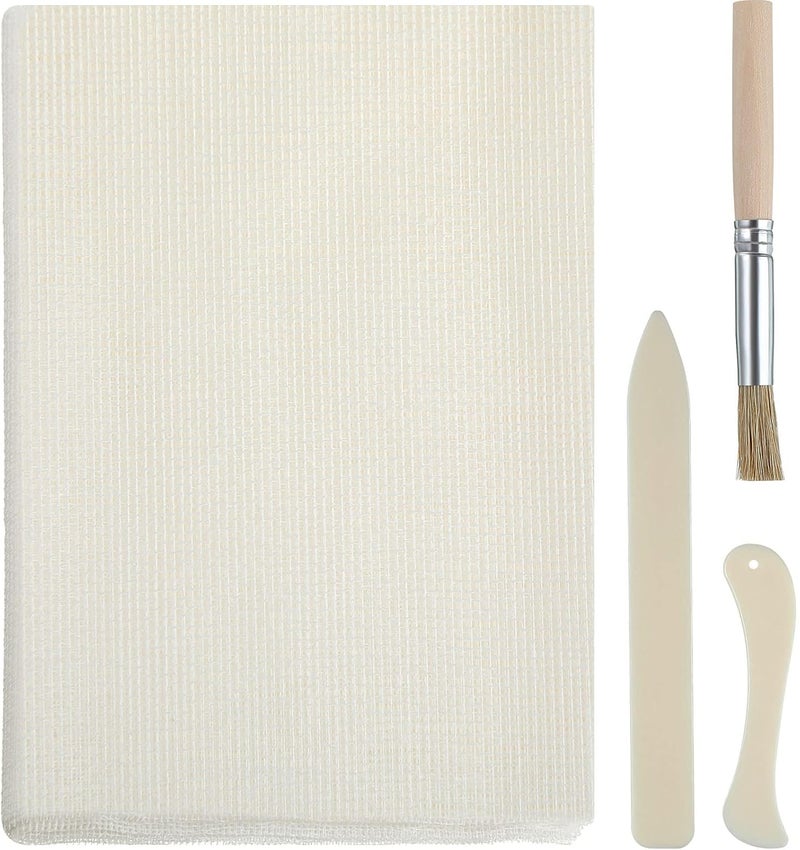 Spakon Book Binding Cloth Kits, Includes 39 Inch Book Binding Cloth 2 Pieces Bone Folder Tools and 1 Glue Brushes Repair Cloth Material for Repairing Binding of Old Books - Image 1