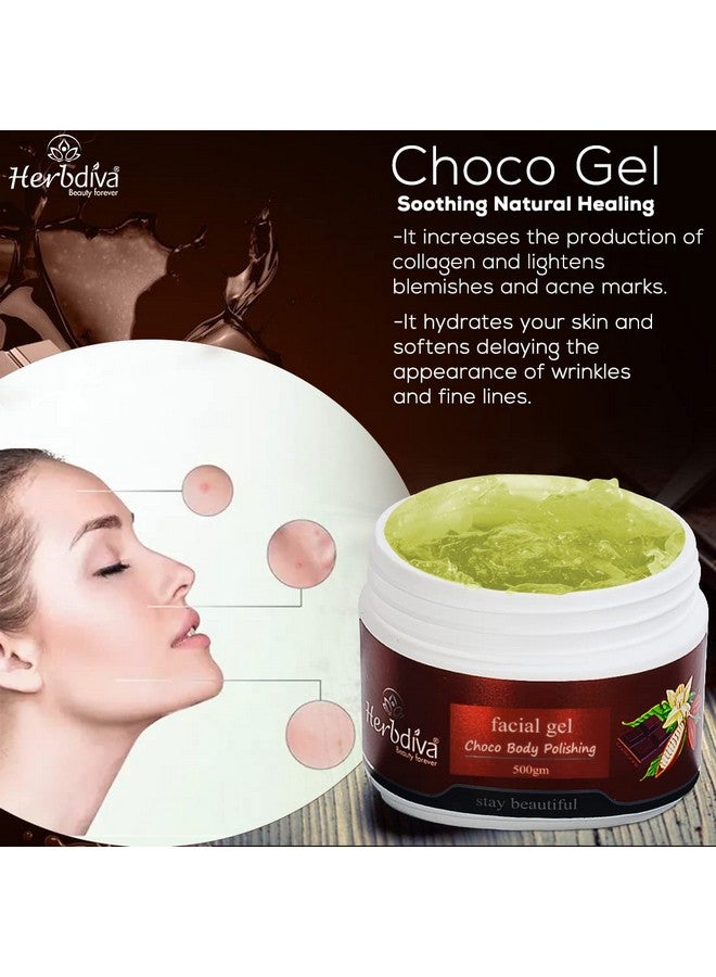 Herbdiva Choco Body Polishing Facial Gel 500GM | For Smooth, Nourished and Moisturised Skin | Anti Tan, Sun Protection, Dark Spots, Skin Nourishes - Image 3