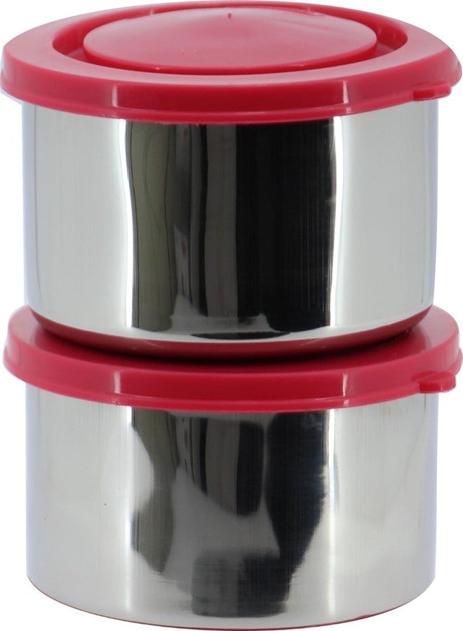 Freshia Stainless Steel Lunch Box with Pink Lid, 270 Container – Leak-Proof, Durable, Food-Grade, Compact, Ideal for Office, School, Travel, Picnic – Blue Carrying Case - Image 2