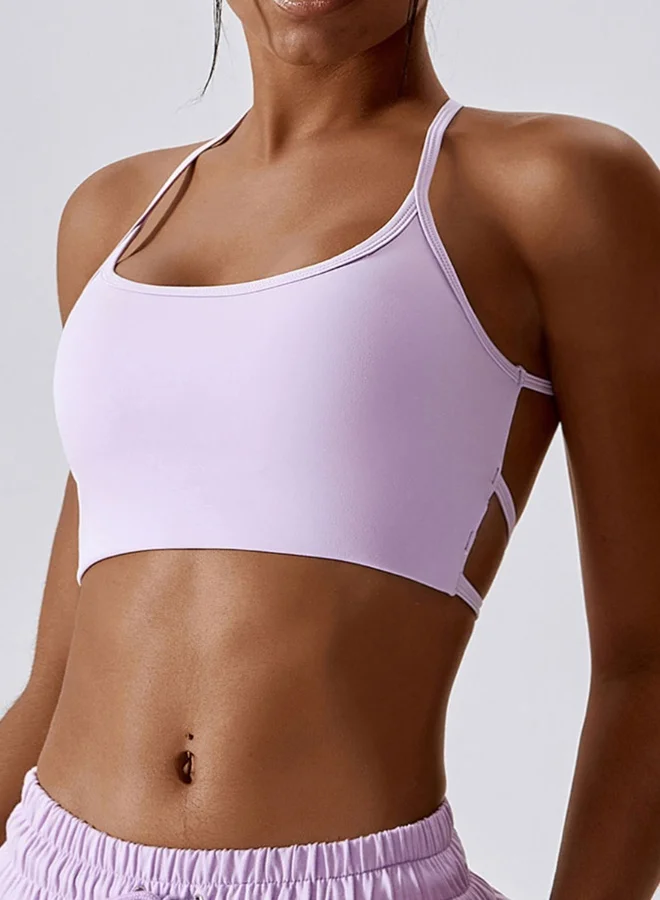 KAWN.YOGA Womens Cross Striped Back Sports Bra - Padded Low Impact Workout Yoga Bra with Removable Built in Bra