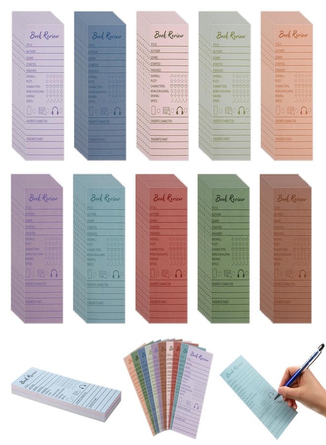Tosstuki 100 Pcs Colorful Book Review Bookmarks Book Marker Reading Log Bookish Gift for Readers Reading Page Markers to Review Tracker - Image 1