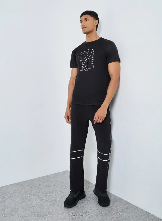 Styli Active Regular Fit Core Athleisure T-Shirt with Chest Print