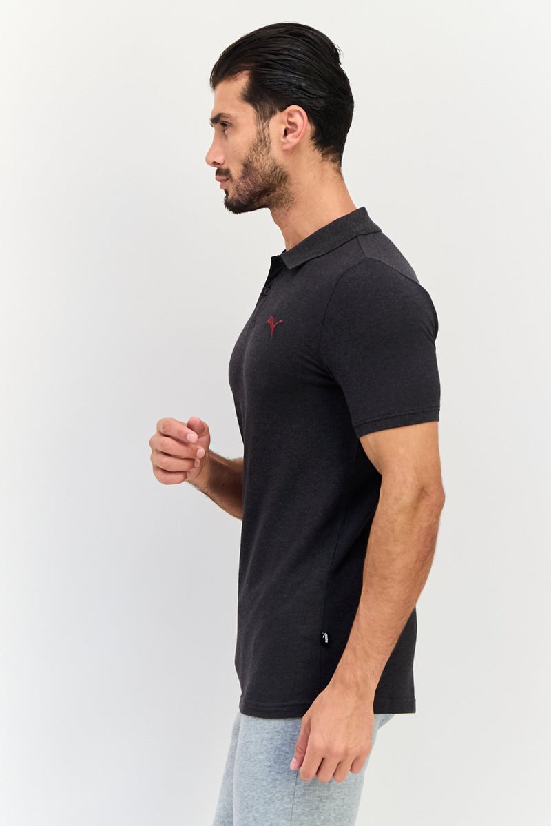 PUMA قميص بولو قصير الأكمام للرجال بتصميم نحيف، رمادي داكن - Image 2