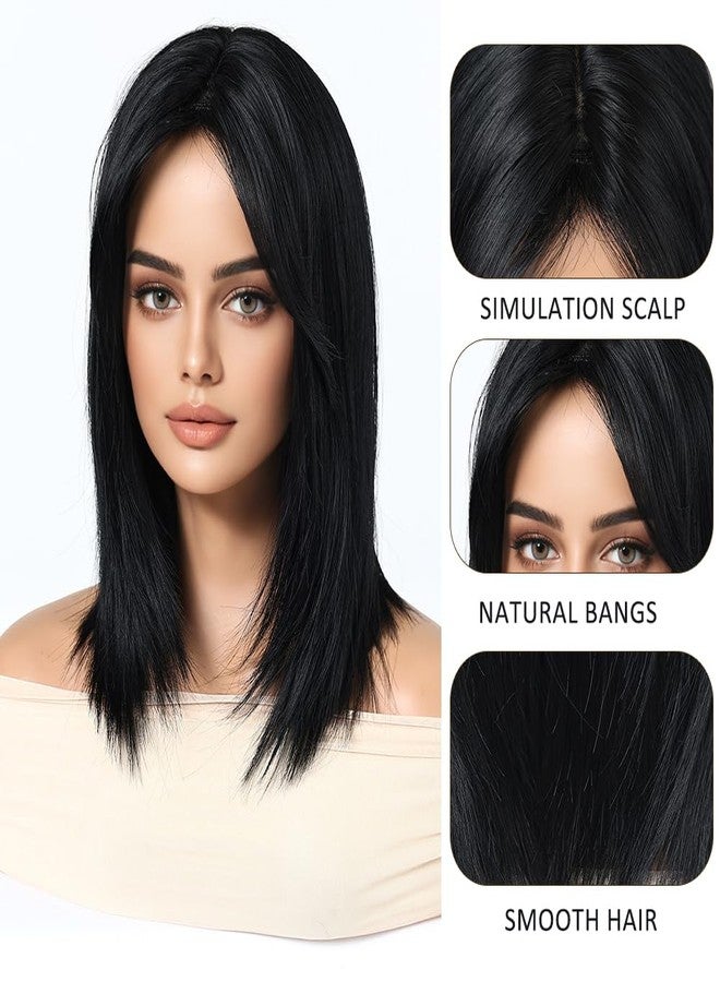 اسمي شعر مستعار قصير أسود ناعم من إسمي مع غرة جانبية، يصل طوله إلى الكتف، شعر مستعار طبيعي، شعر مستعار صناعي للاستخدام اليومي، مناسب للحفلات والتنكر، للنساء - Image 3