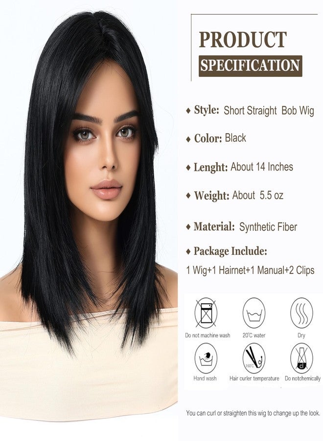 اسمي شعر مستعار قصير أسود ناعم من إسمي مع غرة جانبية، يصل طوله إلى الكتف، شعر مستعار طبيعي، شعر مستعار صناعي للاستخدام اليومي، مناسب للحفلات والتنكر، للنساء - Image 2