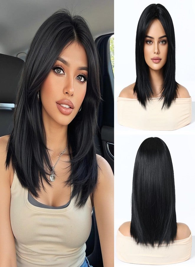 اسمي شعر مستعار قصير أسود ناعم من إسمي مع غرة جانبية، يصل طوله إلى الكتف، شعر مستعار طبيعي، شعر مستعار صناعي للاستخدام اليومي، مناسب للحفلات والتنكر، للنساء - Image 1