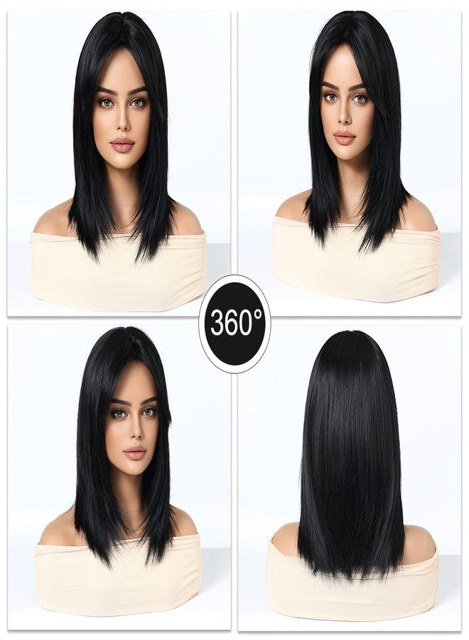 اسمي شعر مستعار قصير أسود ناعم من إسمي مع غرة جانبية، يصل طوله إلى الكتف، شعر مستعار طبيعي، شعر مستعار صناعي للاستخدام اليومي، مناسب للحفلات والتنكر، للنساء - Image 5