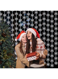 kockuu Winter Wonderland Party Snowflake Decorations, 3.3x6.6ft Iridescent Silver Snowflake Tinsel Foil Fringe Curtains Backdrops Photo Props for Xmas Winter Frozen Birthday Party Supplies, 2 Pack  - Image 5