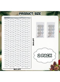kockuu Winter Wonderland Party Snowflake Decorations, 3.3x6.6ft Iridescent Silver Snowflake Tinsel Foil Fringe Curtains Backdrops Photo Props for Xmas Winter Frozen Birthday Party Supplies, 2 Pack  - Image 3