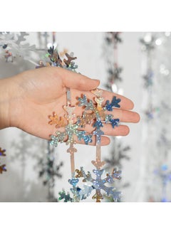 kockuu Winter Wonderland Party Snowflake Decorations, 3.3x6.6ft Iridescent Silver Snowflake Tinsel Foil Fringe Curtains Backdrops Photo Props for Xmas Winter Frozen Birthday Party Supplies, 2 Pack  - Image 2