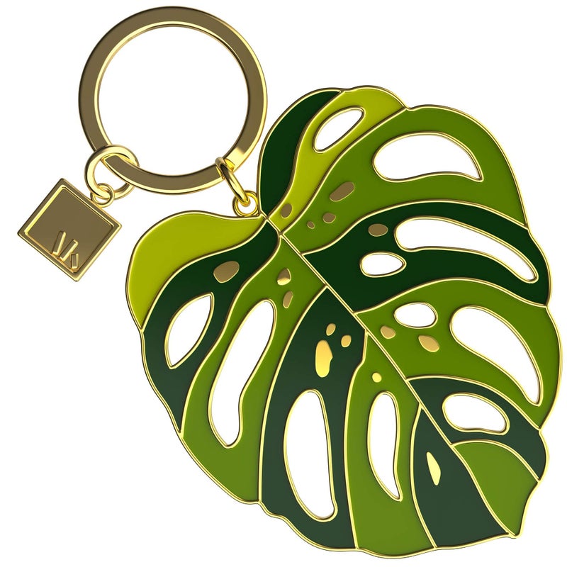 ArtAK Monstera Leaf Plant Keychains for Women Cute Keychain Key Chain Plant Lover Gifts Plant Lady (Gold Monstera) - Image 1