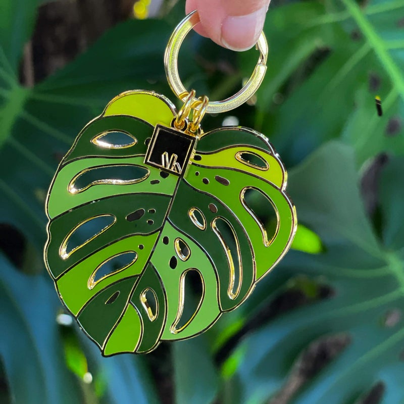 ArtAK Monstera Leaf Plant Keychains for Women Cute Keychain Key Chain Plant Lover Gifts Plant Lady (Gold Monstera) - Image 5