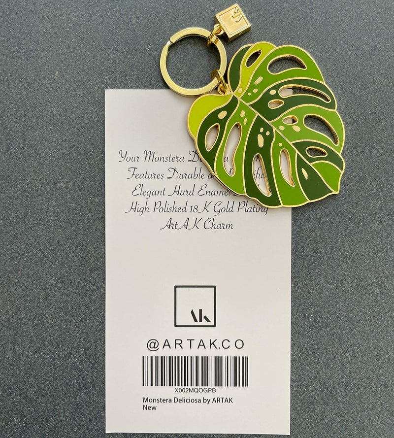 ArtAK Monstera Leaf Plant Keychains for Women Cute Keychain Key Chain Plant Lover Gifts Plant Lady (Gold Monstera) - Image 4