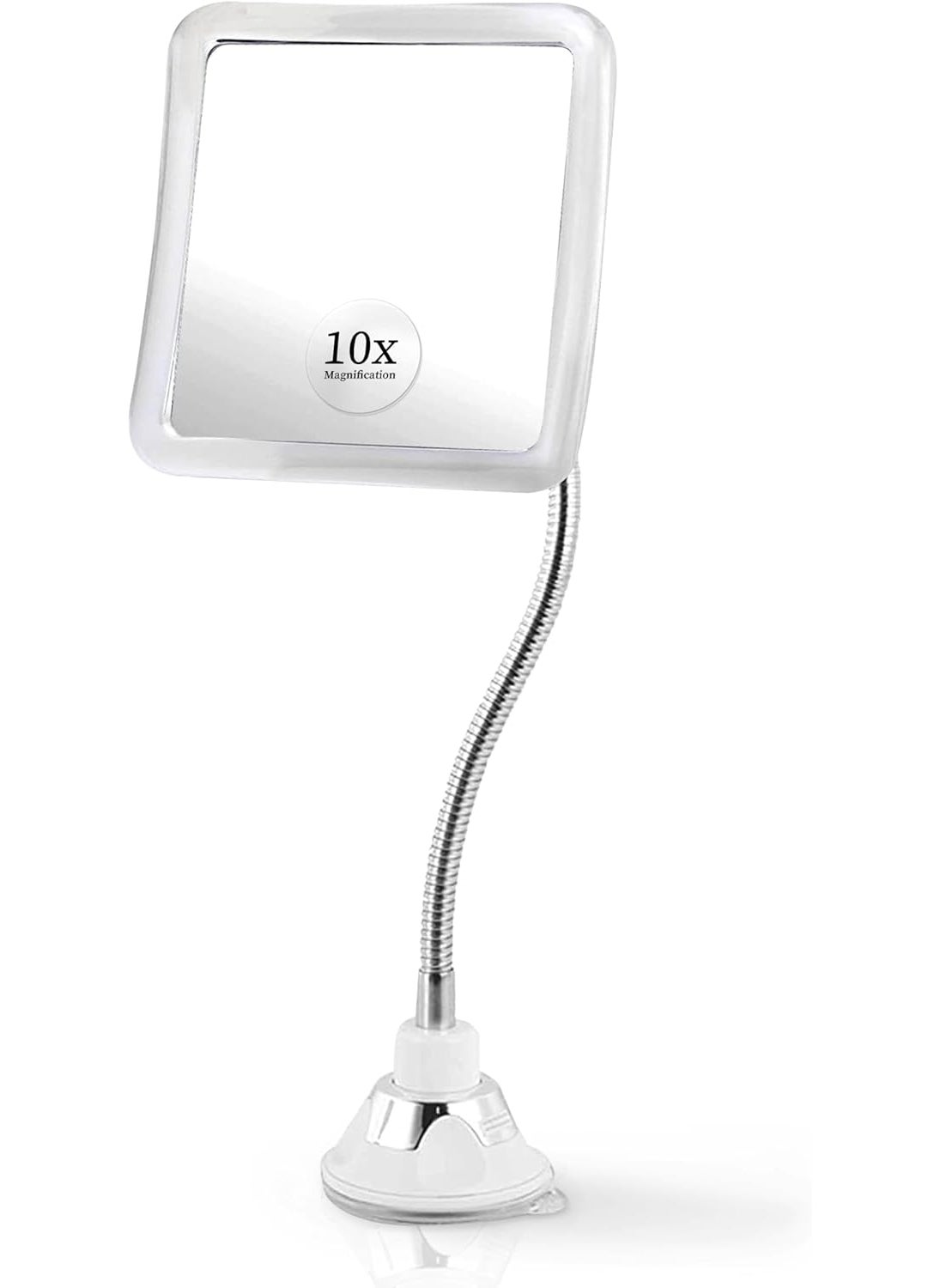Mirrorvana Flexible 10X Magnifying Makeup Mirror with Adjustable Gooseneck and Suction Cup - 2 in 1 Table Mirror and Wall Mount Mirror for Vanity and Bathroom Use - 6.3 x 6.3 Inch (Square) 