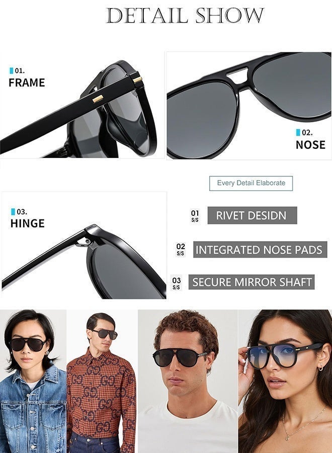 CIKJUK Retro Sunglasses for Women Men Aviator Design Sunglass 70s Vintage Men's Women's Sun Glasses Trendy Shades Classic Mens Sun Glas UV400 Protection Eyewear Black - Image 4