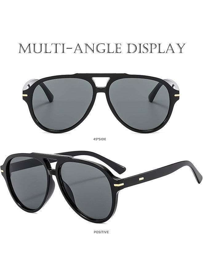 CIKJUK Retro Sunglasses for Women Men Aviator Design Sunglass 70s Vintage Men's Women's Sun Glasses Trendy Shades Classic Mens Sun Glas UV400 Protection Eyewear Black - Image 5