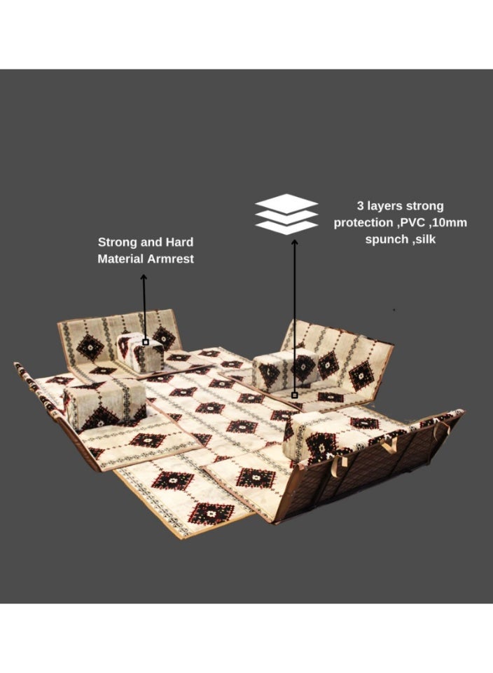 سمارت هوم طقم جلسة أرضية 9 قطع – فرشة أرضية مقاس 300×200 سم مع 4 كراسي أرضية مقاس 120 سم لشخصين و4 مراكي مريحة، جلسة عربية عصرية للمنزل والاستقبال - Image 3