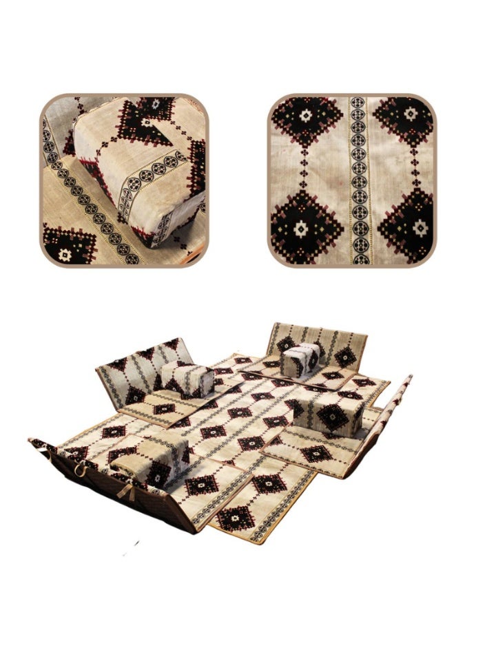 سمارت هوم طقم جلسة أرضية 9 قطع – فرشة أرضية مقاس 300×200 سم مع 4 كراسي أرضية مقاس 120 سم لشخصين و4 مراكي مريحة، جلسة عربية عصرية للمنزل والاستقبال - Image 4