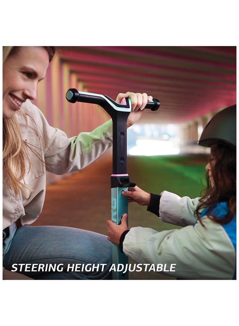 BERG Nexo Foldable LED-Deck Scooter for Kids with Lights - Adjustable Handlebar, Non-Slip Deck - Ages 2-12 - Lime Color