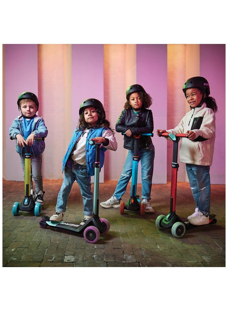 BERG Nexo Foldable LED-Deck Scooter for Kids with Lights - Adjustable Handlebar, Non-Slip Deck - Ages 2-12 - Lime Color