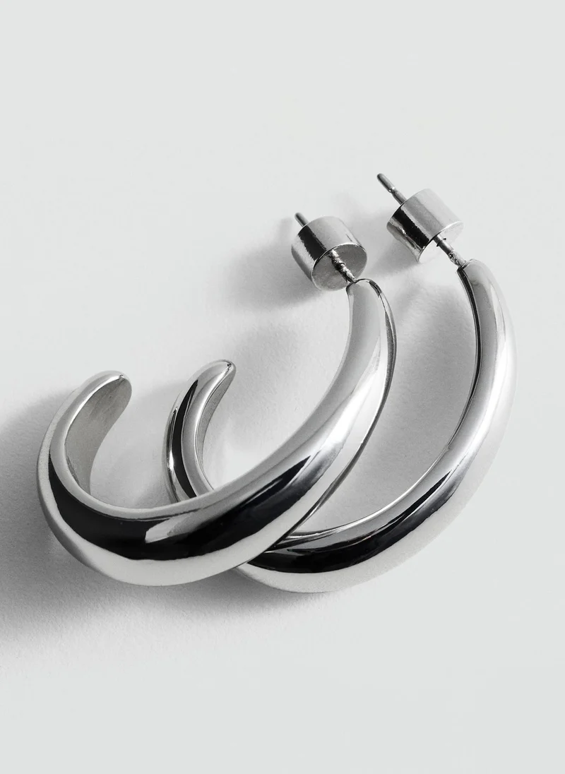 MANGO Thin Oval Hoop Earrings