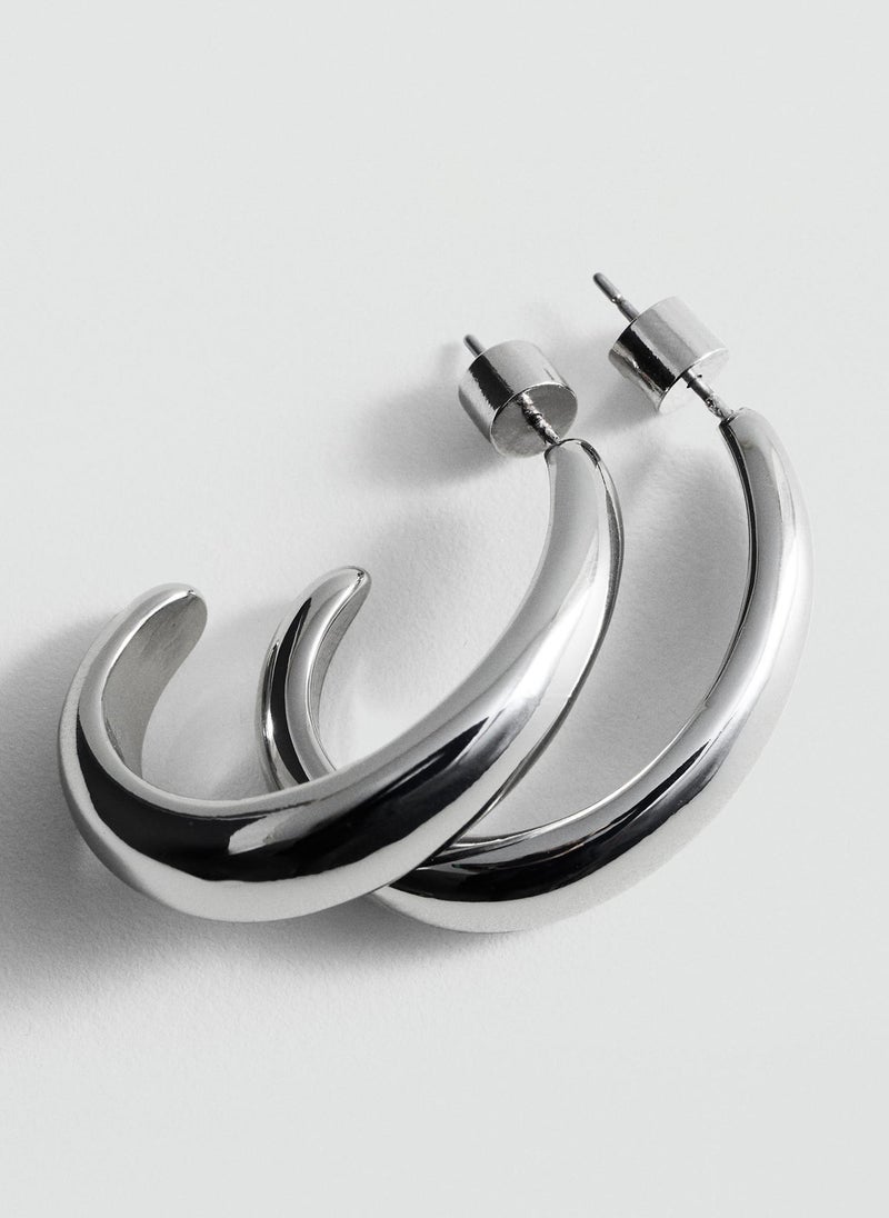MANGO - Thin Oval Hoop Earrings - Image 1