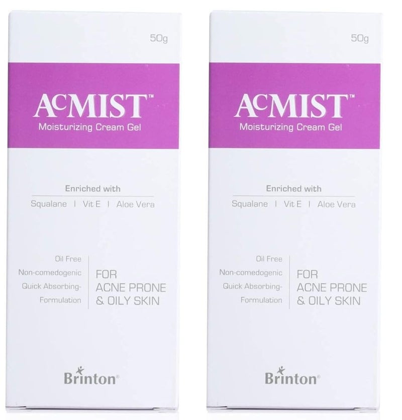 Brinton AcMist Moisturizing Cream Gel for Acne Prone and Oily Skin Dry Skin Care 50 g x Pack of 2 - Image 1