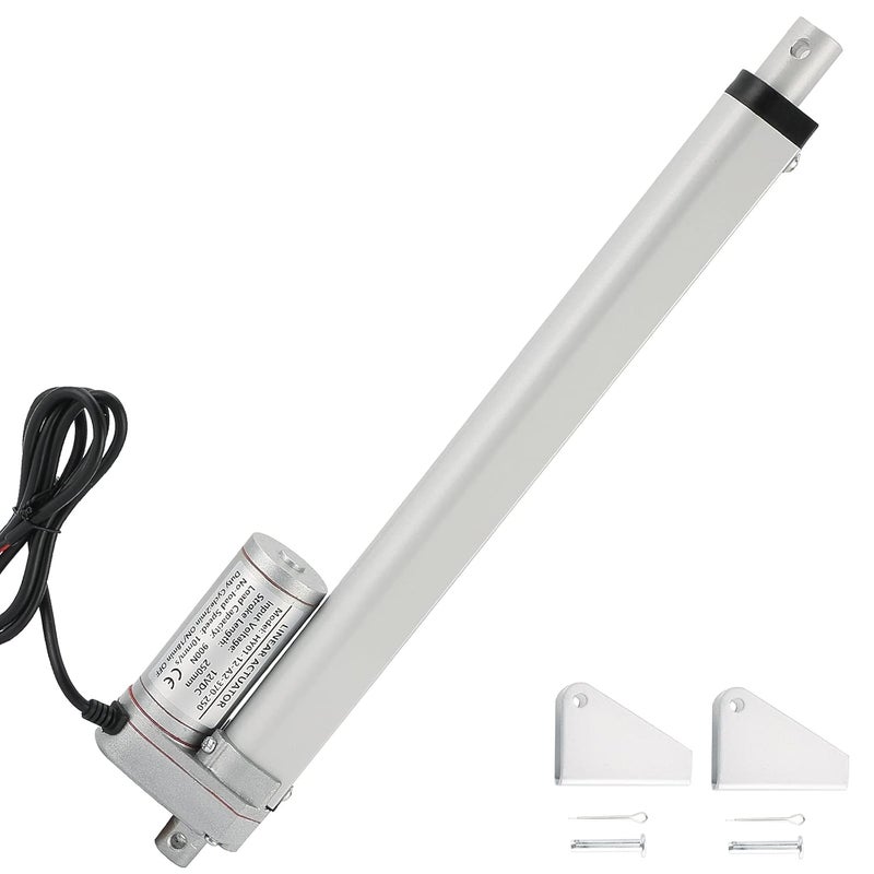 MAOPINER محرك خطي بجهد 12 فولت وطول 10 بوصات مع حامل تثبيت 900N (202 رطل) أقصى رفع 10 مم/ثانية لكرسي الاسترخاء ورفع طاولة التلفاز وسرير التدليك والأريكة الكهربائية - Image 1