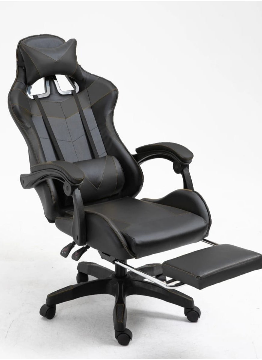 Luxury Gaming Throne: Height Adaptable Racing Chair with 360 Degree Swivel and Premium Tilt Mechanism for Home Office. Premium Ergonomic Racing Gaming Chair with Adjustable Seat Footrest and Headrest 