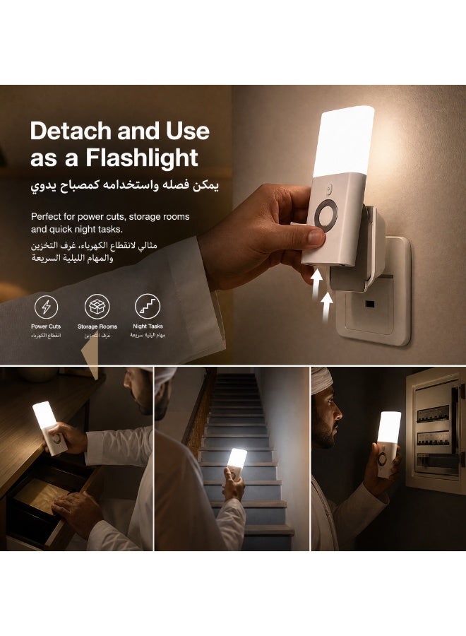TDZDDYS UK Plug Motion Sensor Night Light with Detachable Emergency Flashlight, Rechargeable Plug-in Wall Lamp, 3-in-1 Motion Sensor Night Light for Safer Night Movement, 120° Auto Sensor, 3m Detection, White Light for Bedroom, Hallway, Bathroom - Image 4