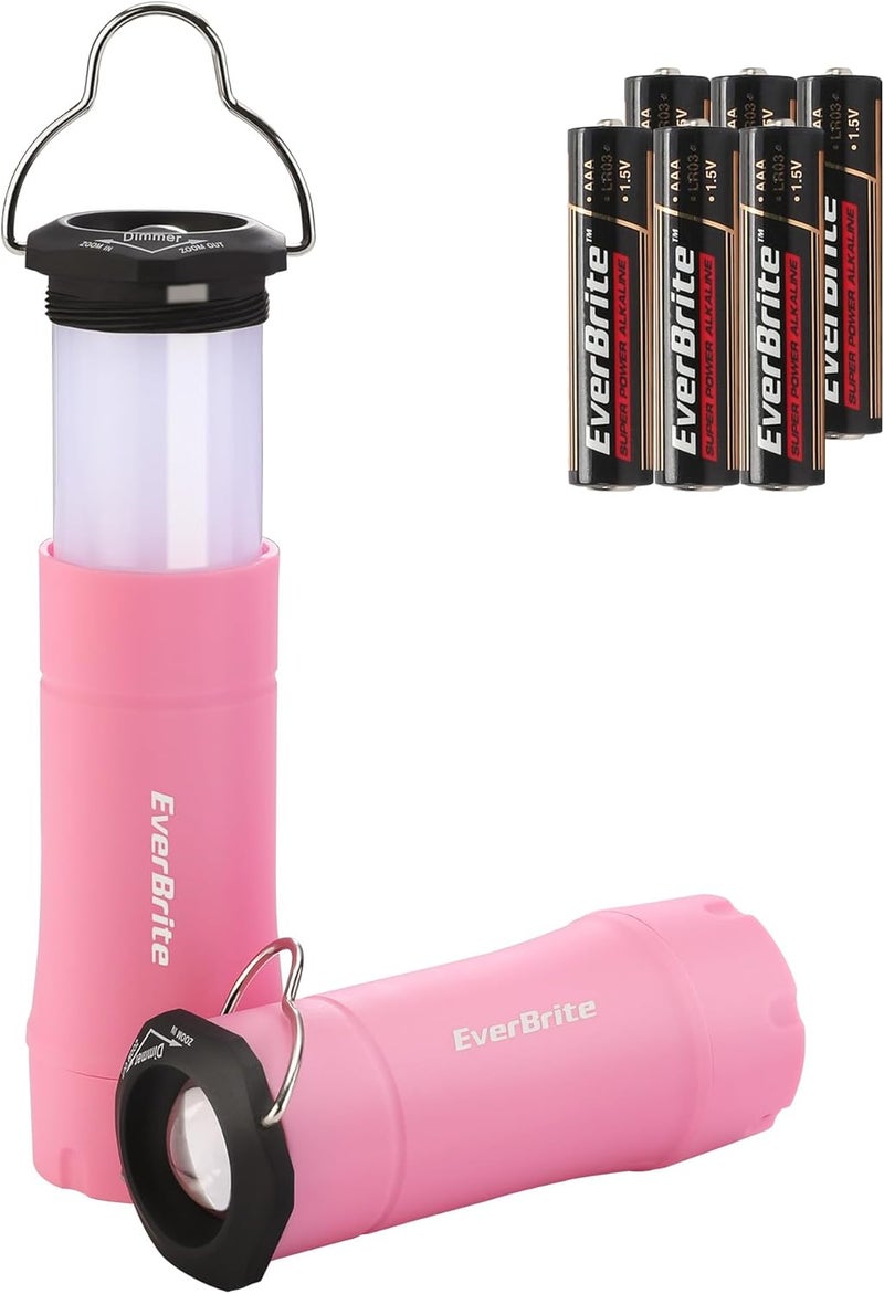 Ever Brite 2-in-1 Mini Lanterns and Flashlights, Zoomable Flashlight Lantern Combo with 3 Modes, Camping Essentials, 2PC Battery Powered Lantern for Hurricane, Hiking, Home, Emergency - Image 1