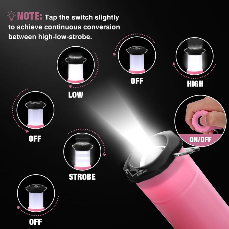 Ever Brite 2-in-1 Mini Lanterns and Flashlights, Zoomable Flashlight Lantern Combo with 3 Modes, Camping Essentials, 2PC Battery Powered Lantern for Hurricane, Hiking, Home, Emergency - Image 5
