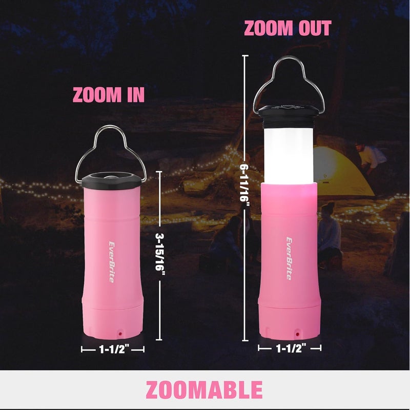 Ever Brite 2-in-1 Mini Lanterns and Flashlights, Zoomable Flashlight Lantern Combo with 3 Modes, Camping Essentials, 2PC Battery Powered Lantern for Hurricane, Hiking, Home, Emergency - Image 4
