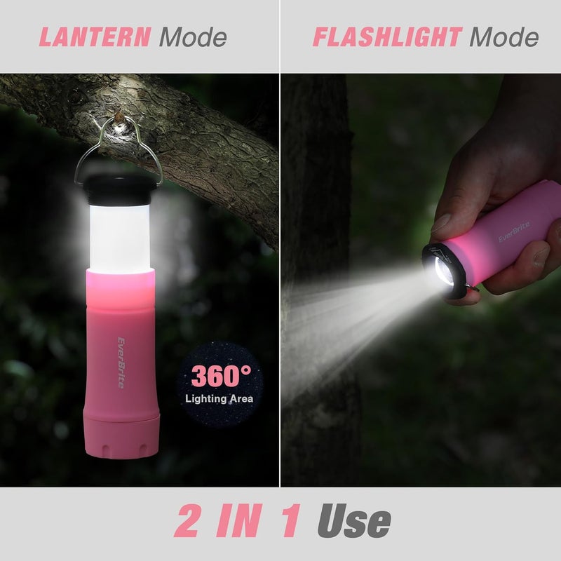 Ever Brite 2-in-1 Mini Lanterns and Flashlights, Zoomable Flashlight Lantern Combo with 3 Modes, Camping Essentials, 2PC Battery Powered Lantern for Hurricane, Hiking, Home, Emergency - Image 3