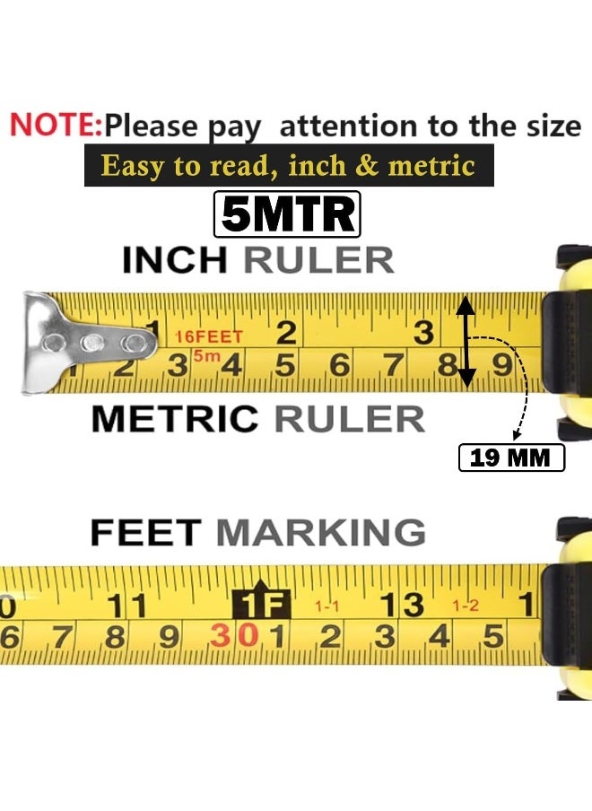Biella Biella Self-Locking Measuring Tape - Durable Steel Tape Measure with Auto Lock, Imperial/Metric for Accurate Construction, Carpentry & Electrical Work  - Image 3