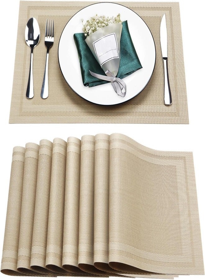 Cilveec Dining Table Mats 6 Pieces, Washable/Heat and Stain Resistant, Indoor/Outdoor Placemats, PVC Table Placemats, Beige/ 6 PCS - Image 1