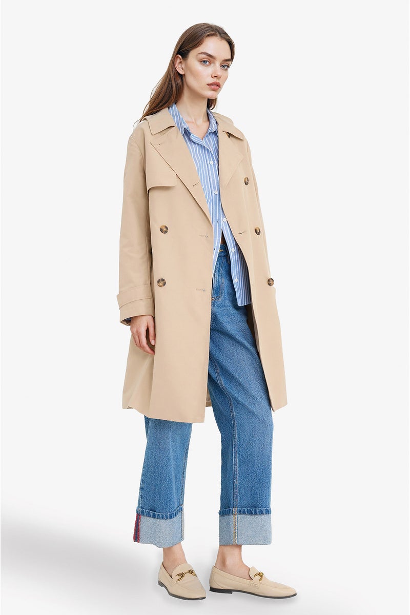 DeFacto Beige Woman Regular Fit Trenchcoat Casual - Image 1