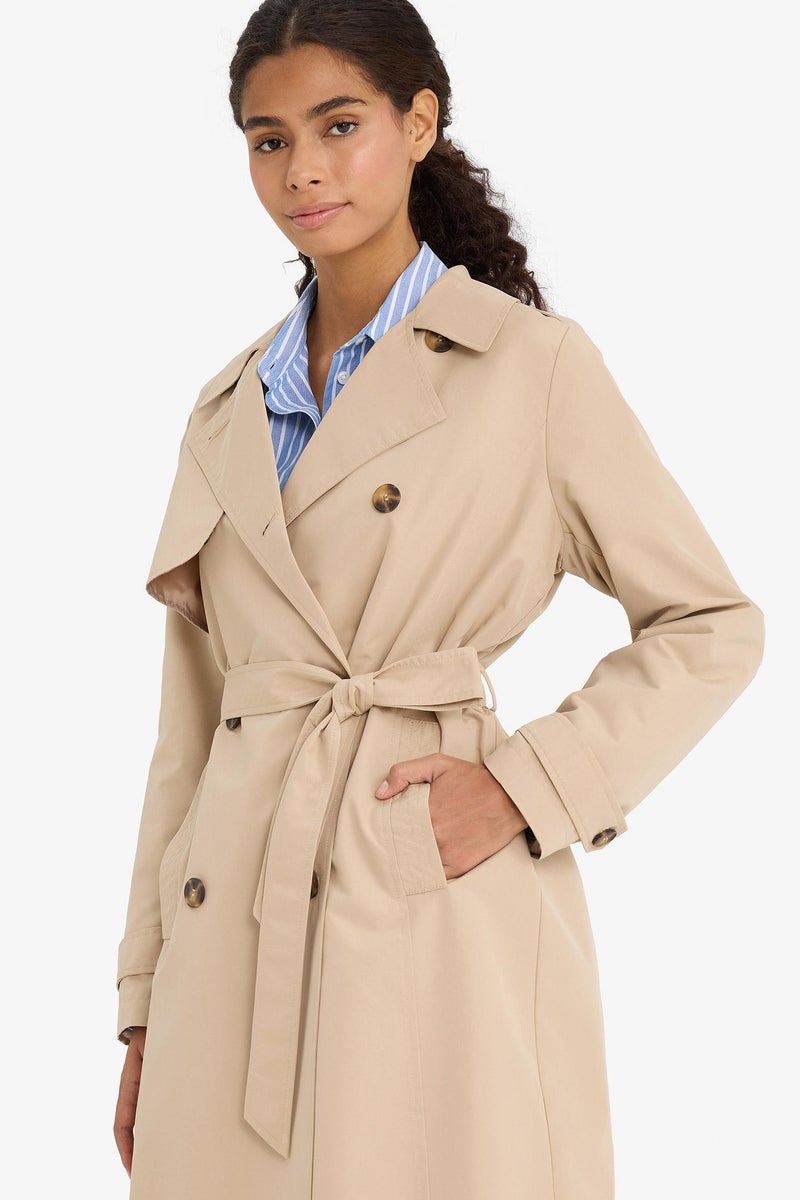 DeFacto Beige Woman Regular Fit Trenchcoat Casual - Image 3