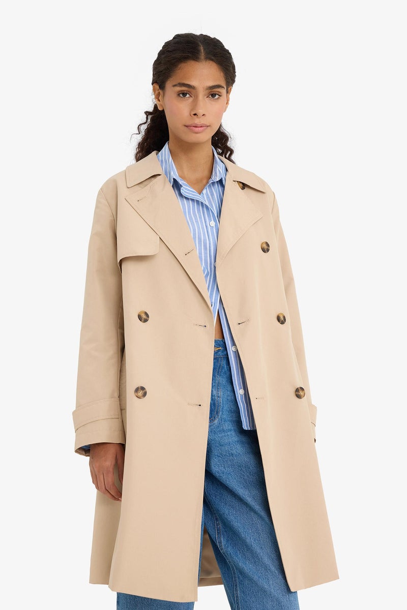 DeFacto Beige Woman Regular Fit Trenchcoat Casual - Image 4