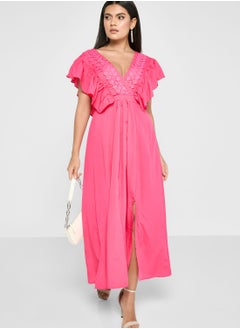 Frilled Sleeve A-Line Dress