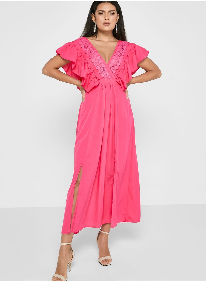 ELLA - Frilled Sleeve A-Line Dress - Image 1