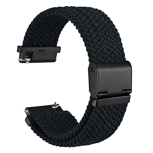 WOCCI 21mm Braided Nylon Watch Band for Men and Women Quick Release Black Stainless Steel Buckle Black - Image 1