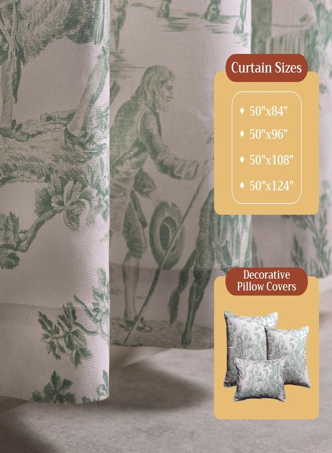 Maison d' Hermine Curtains for living room 100% Cotton 124 inch length One Panel Light Filtering Toile Curtains for Bedroom Windows with rod and loop Pockets (The Miller Antique Green, 50"W x 124"L) - Image 4