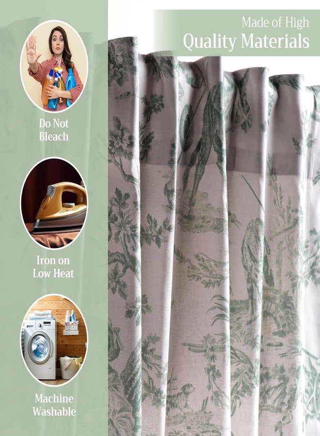 Maison d' Hermine Curtains for living room 100% Cotton 124 inch length One Panel Light Filtering Toile Curtains for Bedroom Windows with rod and loop Pockets (The Miller Antique Green, 50"W x 124"L) - Image 3